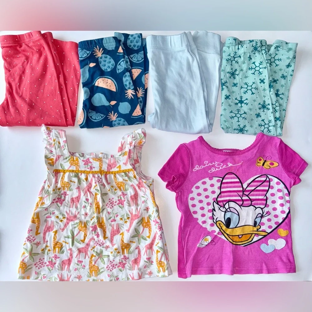 Lot of 06 Piece 04 Baby Girl 18 Month Leggings Pants Stretch Carter’s And 2 Tops
